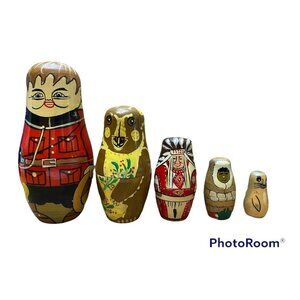 Park Ranger Eskimo Bear Seal Vintage Matryoshka Nesting Dolls  Native Alaskans